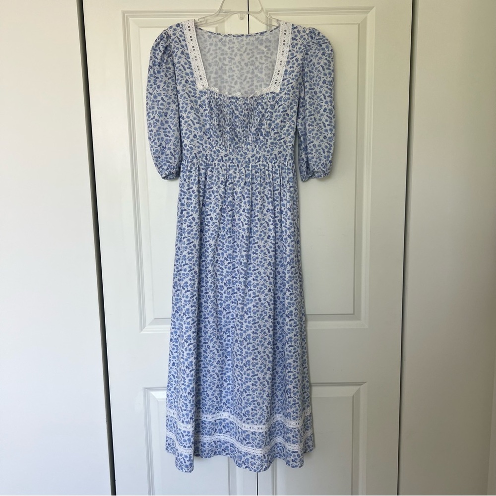 Pink City Prints Cornflower Dahlia Betsy Dress - Size M Maxi Dress